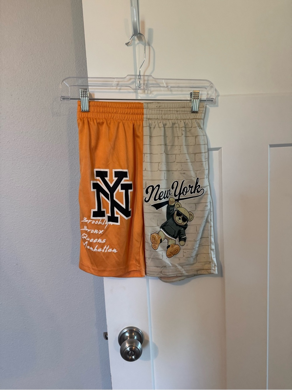 Kids' Two-Tone Orange & Cream Graphic Athletic Shorts